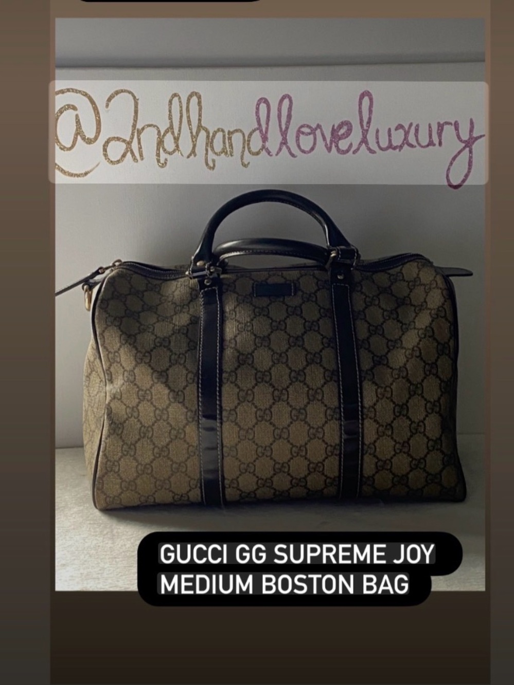 Gucci Tan GG Supreme Duffel with Dark Brown Trim